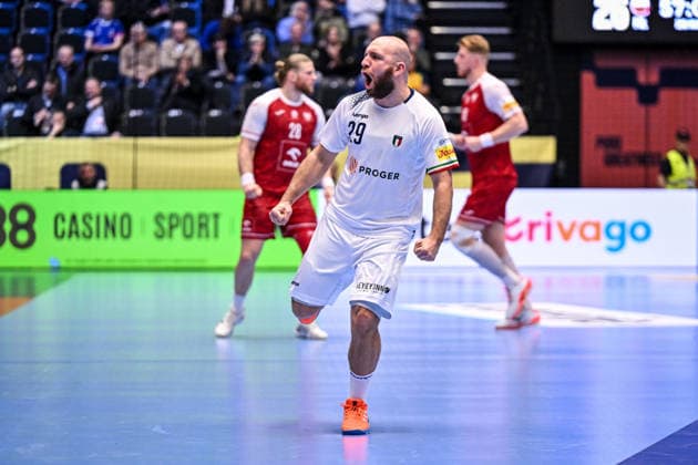 Jeremi Pirani of Italy during Men s EHF Euro 2026 - Poland vs Italy, Handball match in Kristianstad, Sweden, January 20 2026  Copyright: xLuigixCanu IPAxSportx xipa-agency.netx xx IPA_70338065 IPA_Agency_IPA70338065