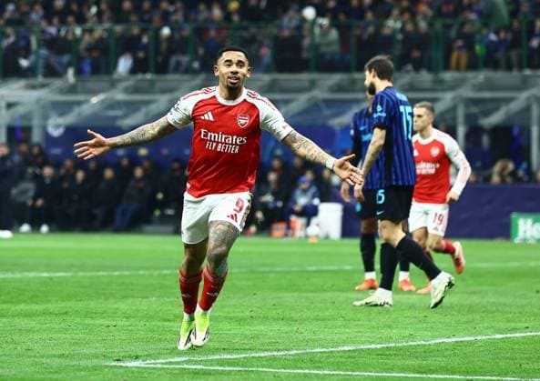 Gabriel Jesus of Arsenal celebrates scoring the opening goal Inter Milan v Arsenal, UEFA Champions League, Group Stage, Football, San Siro, Milan, Italy - 20 Jan 2026Milan San Siro Italy EDITORIAL USE ONLY No use with unauthorised audio, video, data, fixture lists, club league logos or live services. Online in-match use limited to 120 images, no video emulation. No use in betting, games or single club league player publications. Copyright: xMichaelxZemanek Shutterstockx 16348333q
