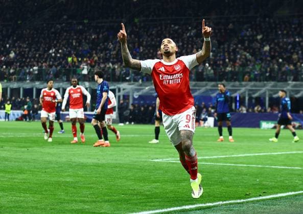 Gabriel Jesus of Arsenal celebrates scoring the opening goal Inter Milan v Arsenal, UEFA Champions League, Group Stage, Football, San Siro, Milan, Italy - 20 Jan 2026Milan San Siro Italy EDITORIAL USE ONLY No use with unauthorised audio, video, data, fixture lists, club league logos or live services. Online in-match use limited to 120 images, no video emulation. No use in betting, games or single club league player publications. Copyright: xMichaelxZemanek Shutterstockx 16348333p