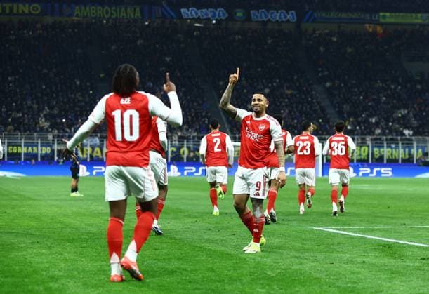 Gabriel Jesus of Arsenal celebrates scoring the opening goal Inter Milan v Arsenal, UEFA Champions League, Group Stage, Football, San Siro, Milan, Italy - 20 Jan 2026Milan San Siro Italy EDITORIAL USE ONLY No use with unauthorised audio, video, data, fixture lists, club league logos or live services. Online in-match use limited to 120 images, no video emulation. No use in betting, games or single club league player publications. Copyright: xMichaelxZemanek Shutterstockx 16348333t