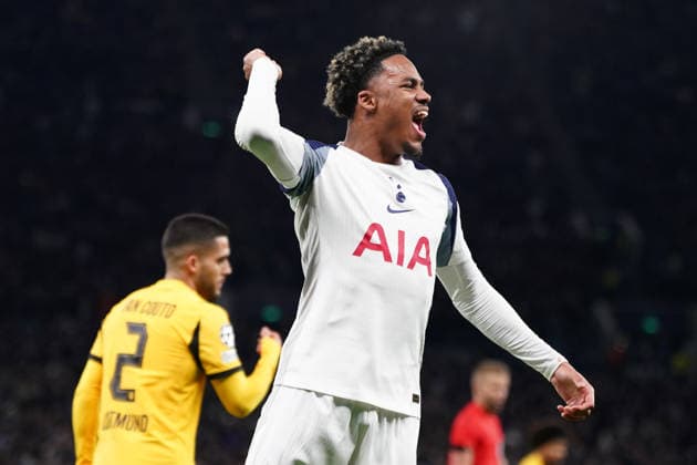 UEFA Champions League Matchday 7 of 8 Tottenham Hotspur v Borussia Dortmund Wilson Odobert of Tottenham Hotspur celebrates 1-0 lead during the UEFA Champions league Matchday 7 of 8 Tottenham Hotspur vs Borussia Dortmund at Tottenham Hotspur Stadium, London, United Kingdom, 20th January 2026 (Photo by Harvey Murphy News Images) Copyright: xHarveyxMurphy NewsxImagesx