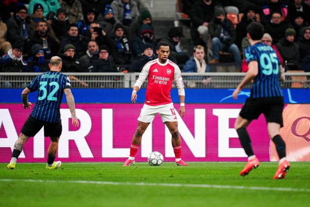 Arsenal s Jurrien Timber during the Uefa Champions League soccer match between Inter and Arsenal at the San Siro Stadium in Milan , north Italy - Tuesday , January 20, 2026. - Soccer .  Copyright: xMarcoxAlpozzi LaPressex