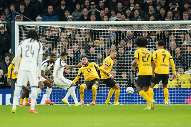 Tottenham Hotspur v Borussia Dortmund, UEFA Champions League Cristian Romero of Tottenham Hotspur scoring his goal to make it 1-0 during the Tottenham Hotspur v Borussia Dortmund UEFA Champions League match at the Tottenham Hotspur Stadium, London, England on 20 January 2026 Credit: Dylan Hepworth Every Second Media Editorial use only. All images are copyright Every Second Media Limited. No images may be reproduced without prior permission. Copyright: xIMAGO EveryxSecondxMediax ESM-1767-0025 DylanxHepworthx xEveryxSecondxMediax