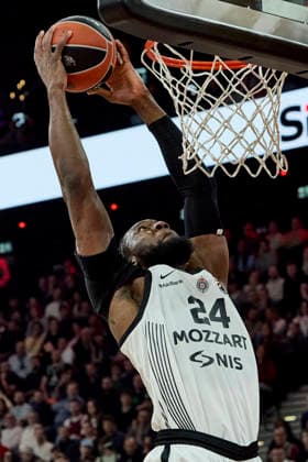 Turkish Airlines EuroLeague Basketball, FC Bayern Munich Basketball vs Partizan Mozzart Bet Belgrade, Munich FC Bayern Basketball, Munich FC Bayern Basketball, Belgrade Partizan Mozzart Bet, 2026 01 20 in Munich SAP Garden FERNANDO Bruno Partizan Mozzart Bet Belgrade Center Nr 24 PAR24 sportworld Munich SAP Garden Bayern Germany
