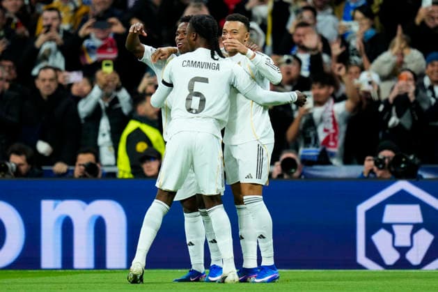 ESP: Real Madrid v AS Monaco. UEFA Champions League. Matchday 7 Kylian Mbappe of Real Madrid CF celebrates with his teammates after scoring the 1-0 during the UEFA Champions League match, between Real Madrid and AS Monaco, Matchday 7, played at Santiago Bernabeu Stadium on January 20, 2026 in Madrid, Spain. kpng Copyright: xCesarxCebollax xPRESSINx PS_260120_RMA_MON_2526_002