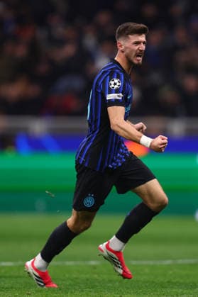 Petar Sucic (Fc Internazionale) celebrates after scoring his team s first goal, UEFA Champions League 2025 26 League Phase MD7, FC Internazionale Milano v Arsenal Fc, Stadio Giuseppe Meazza (San Siro), January 20, 2026, Milan, Italy.