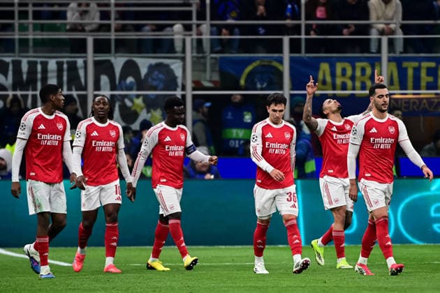 Inter Milan v Arsenal - UEFA Champions League MILAN, ITALY - JANUARY 20: Gabriel Jesus (2nd R) of Arsenal celebrates after scoring his team second goal during the UEFA Champions league football match between Inter Milan and Arsenal at the San Siro Stadium in Milan, Italy on January 20, 2026. Piero Cruciatti Anadolu Milan Italy. Editorial use only. Please get in touch for any other usage.  Copyright: x2026xAnadoluxPieroxCruciattix