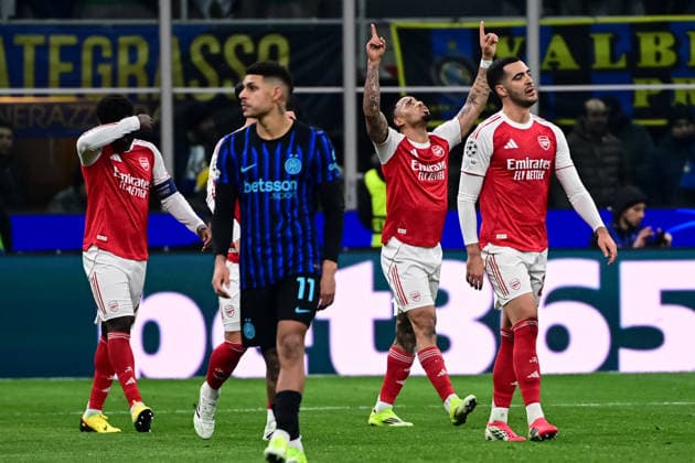 Inter Milan v Arsenal - UEFA Champions League MILAN, ITALY - JANUARY 20: Gabriel Jesus (2nd R) of Arsenal celebrates after scoring his team second goal during the UEFA Champions league football match between Inter Milan and Arsenal at the San Siro Stadium in Milan, Italy on January 20, 2026. Piero Cruciatti Anadolu Milan Italy. Editorial use only. Please get in touch for any other usage.  Copyright: x2026xAnadoluxPieroxCruciattix