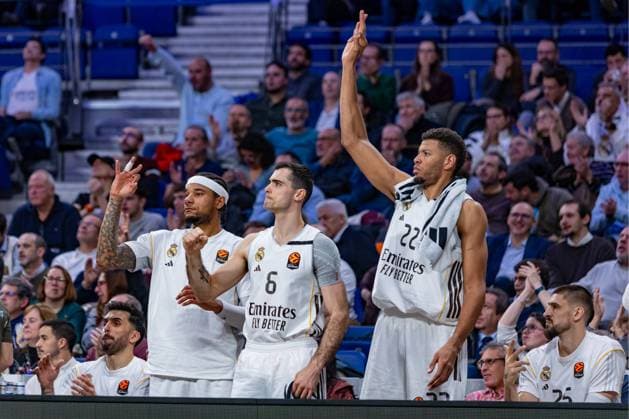 20th January 2026; Movistar Arena; Madrid, Spain; Turkish Airlines Euroleague Basketball; Spain, Real Madrid vs EA7 Emporio Armani Milan; Chuma Okeke (Real Madrid) , Alberto Abalde (Real Madrid) and Edy Tavares (Real Madrid) Euroleague Basketball Real Madrid vs Olimpia Milano 900 Cordon Press  900 CordonxPress LOF - Euroleague Basketball Real Madrid vs Olimpia Milano
