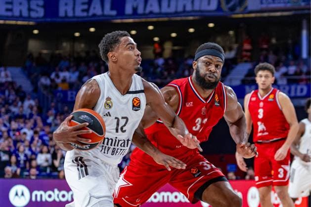 20th January 2026; Movistar Arena; Madrid, Spain; Turkish Airlines Euroleague Basketball; Spain, Real Madrid vs EA7 Emporio Armani Milan; Theo Maledon (Real Madrid) Euroleague Basketball Real Madrid vs Olimpia Milano 900 Cordon Press  900 CordonxPress LOF - Euroleague Basketball Real Madrid vs Olimpia Milano