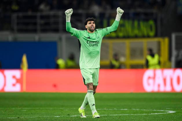 FC Internazionale v Arsenal FC - UEFA Champions League David Raya of Arsenal FC celebrates during the UEFA Champions League 2025 26 league phase football match between FC Internazionale and Arsenal FC. Milan Italy Copyright: xNicolòxCampox