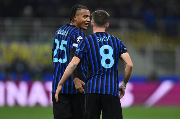 Petar Sucic of F.C. Inter celebrates after scoring the goal of 1-1 during the UEFA Champions League phase day 7 football match between F.C. Inter and Arsenal F.C. at the San Siro Stadium on January 20, 2026 in Milan, Italy.  Copyright: xDomenicoxCippitelli IPAxSportx xipa-agency.netx xx IPA_70341515 IPA_Agency_IPA70341515