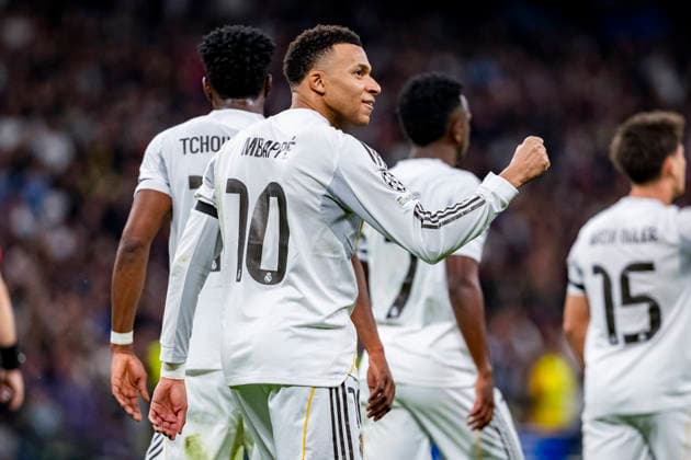 Real Madrid C.F. v AS Monaco - UEFA Champions League 2025 26 League Phase MD7 Kylian Mbappe of Real Madrid celebrates his goal during the UEFA Champions League 2025 26 League Phase MD7 match between Real Madrid C.F. and AS Monaco at Estadio Santiago Bernabeu on January 20, 2026 in Madrid, Spain. Madrid Estadio Santiago Bernabeu Madrid Spain Copyright: xAlbertoxGardinx AGardin_20260120_Foot_Champ_ReaMad_Mon_0778