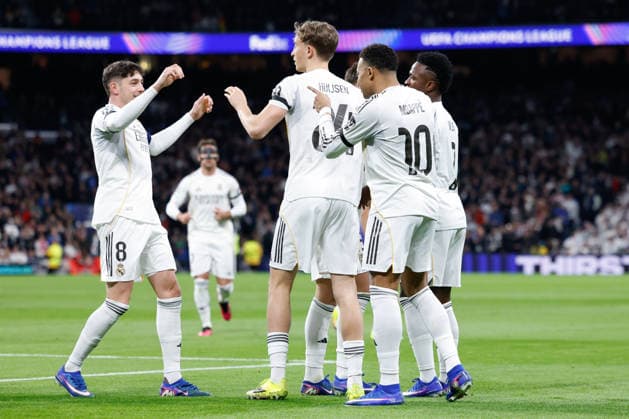 January 20, 2026, Madrid, Madrid, Spain: Kylian Mbappe of Real Madrid CF celebrates a goal with teammates during UEFA Champions League 2025 26 League Phase MD7 football match played between Real Madrid and AS Monaco at Bernabeu stadium on January 20, 2026, in Madrid, Spain. Madrid Spain - ZUMAa181 20260120_zaa_a181_118 Copyright: xDennisxAgyemanx
