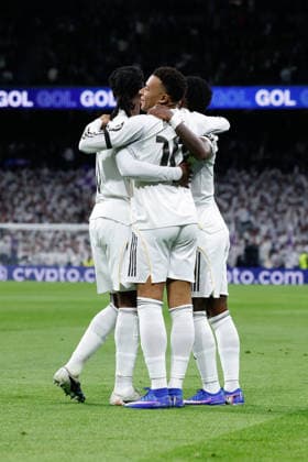 January 20, 2026, Madrid, Madrid, Spain: Kylian Mbappe of Real Madrid CF celebrates a goal with teammates during UEFA Champions League 2025 26 League Phase MD7 football match played between Real Madrid and AS Monaco at Bernabeu stadium on January 20, 2026, in Madrid, Spain. Madrid Spain - ZUMAa181 20260120_zaa_a181_121 Copyright: xDennisxAgyemanx