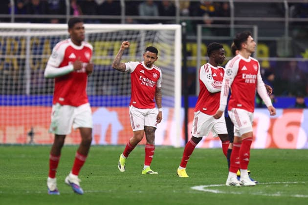FC Internazionale - Arsenal Fc - UEFA Champions League 2025 26 League Phase MD7 Gabriel Jesus of Arsenal Fc celebrates after scoring a goal during the UEFA Champions League Phase MD7 match between FC Internazionale and Arsenal Fc at Stadio Giuseppe Meazza (San Siro) on January 20, 2025 in Milan, Italy . Milano Stadio Giuseppe Meazza Italy Copyright: xMarcoxCanonierox