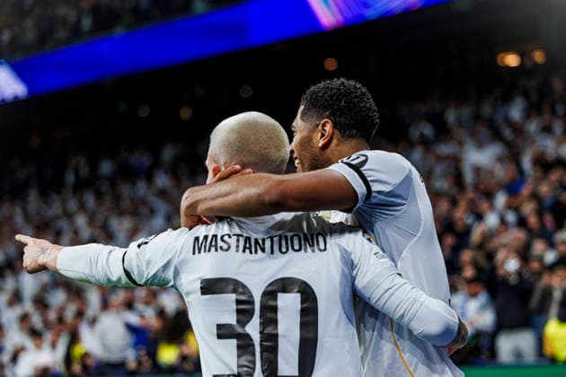 Real Madrid CF vs AS Monaco FC - UEFA Champions League - 20 01 2026 Franco Mastantuono of Real Madrid CF celebrates his goal during the UEFA Champions League match between Real Madrid CF and AS Monaco FC at Santiago Bernabeu Stadium on January 20, 2026 in Madrid, Spain. Madrid Spain Copyright: xMarinaxFrutos PGSxPhotoxAgencyx