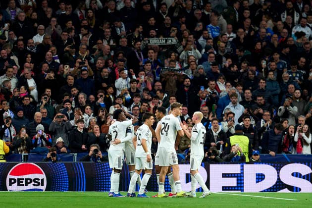 Kylian Mbappe of Real Madrid CF celebrates his goal during the UEFA Champions League match between Real Madrid CF and AS Monaco FC at Bernabeu stadium on January 20, 2026. - 20 01 2026 - Spain Madrid Madrid -  LGMx xLexPictorium LePictorium_0323249
