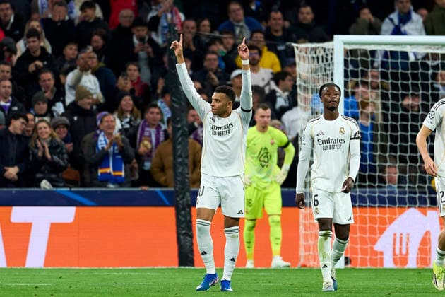 Kylian Mbappe of Real Madrid CF celebrates his goal during the UEFA Champions League match between Real Madrid CF and AS Monaco FC at Bernabeu stadium on January 20, 2026. - 20 01 2026 - Spain Madrid Madrid -  LGMx xLexPictorium LePictorium_0323263
