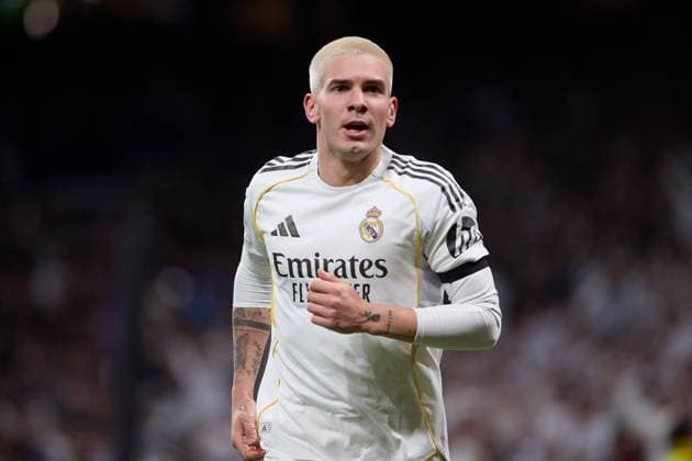 Franco Mastantuono of Real Madrid CF celebrates after scoring a goal Real Madrid v AS Monaco, UEFA Champions League, Group Stage, Football, Estadio Bernabeu, Madrid, Spain - 20 Jan 2026Madrid Estadio Bernabeu Spain EDITORIAL USE ONLY No use with unauthorised audio, video, data, fixture lists, club league logos or live services. Online in-match use limited to 120 images, no video emulation. No use in betting, games or single club league player publications. Copyright: xRubenxAlbarran Shutterstockx 16374322cn