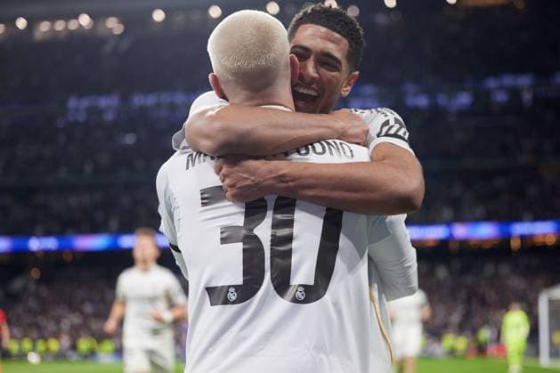 Franco Mastantuono of Real Madrid CF celebrates after scoring a goal Real Madrid v AS Monaco, UEFA Champions League, Group Stage, Football, Estadio Bernabeu, Madrid, Spain - 20 Jan 2026Madrid Estadio Bernabeu Spain EDITORIAL USE ONLY No use with unauthorised audio, video, data, fixture lists, club league logos or live services. Online in-match use limited to 120 images, no video emulation. No use in betting, games or single club league player publications. Copyright: xRubenxAlbarran Shutterstockx 16374322bu