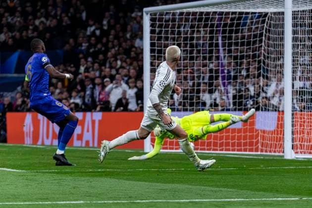 UEFA Champions League soccer match Real Madrid vs Monaco at Santiago Bernabeu stadium in Madrid, Spain. 20 January 2026 Mastantuono scores a goal 900 Cordon Press  900 CordonxPress LOF - Champions League Real Madrid vs Monaco
