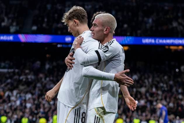 UEFA Champions League soccer match Real Madrid vs Monaco at Santiago Bernabeu stadium in Madrid, Spain. 20 January 2026 Mastantuono celebrates a goal 900 Cordon Press  900 CordonxPress LOF - Champions League Real Madrid vs Monaco