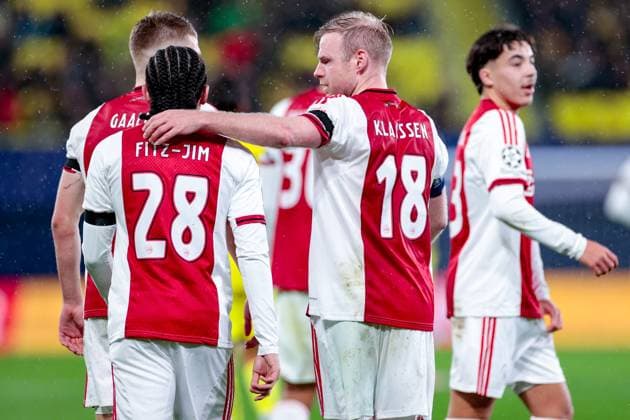 VILLARREAL , 20- 01-2026 , Estadio de la Ceramica, Season 2025 2026, UEFA Champions League match between Villarreal and Ajax. Picture shows Ajax player Oliver Edvardsen scores the 1-2 and celebrates Villarreal - Ajax  x200957676x Copyright:
