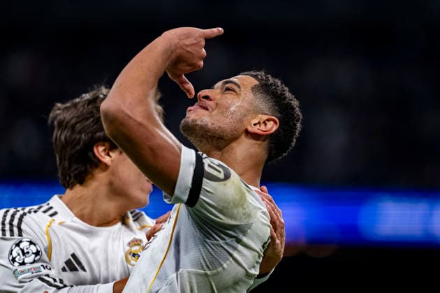 Real Madrid C.F. v AS Monaco - UEFA Champions League 2025 26 League Phase MD7 Jude Bellingham of Real Madrid celebrates his goal during the UEFA Champions League 2025 26 League Phase MD7 match between Real Madrid C.F. and AS Monaco at Estadio Santiago Bernabeu on January 20, 2026 in Madrid, Spain. Madrid Estadio Santiago Bernabeu Madrid Spain Copyright: xAlbertoxGardinx AGardin_20260120_Foot_Champ_ReaMad_Mon_1321