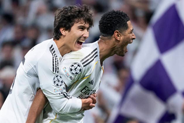 REAL MADRID CF v AS MONACO. CHAMPIONS LEAGUE 2025 2026. ROUND 7. Real Madrid CF s Jude Bellingham (r) and Gonzalo Garcia celebrate goal during Champions League 2025 2026 Round 7 match. January 20,2026. (ALTERPHOTOS Tomas Garrido) MadridSpain  Copyright: xTomasxGarridox