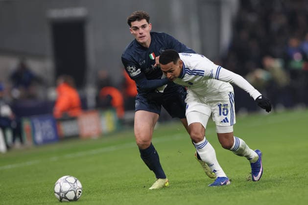 January 20, 2026, Copenaghen, Denmark, Italy: Miguel Guitierrez of Napoli and Marcos Lopez of Copenaghen during the UEFA Champions League 2025 26 League Phase MD7 match between F.C. Copenhagen and SSC Napoli at Parken Stadium in Copenhagen, Denmark, on January 20, 2026 Copenaghen Italy - ZUMAl131 20260120_zsp_l131_030 Copyright: xCiroxDexLucax
