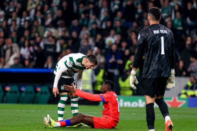Estadio Jose Alvalde Ivan Fresneda of Sporting CP reacts with Ousmane DembÃ lÃ of Paris Saint-Germain during the UEFA Champions League 2025 26 League Phase MD7 match between Sporting CP and Paris Saint-Germain at Estadio JosÃ Alvalade on January 20, 2026 in Lisbon, Portugal. UEFA Champions League 2025 26 - Sporting CP vs Paris Saint-Germain (Valter Gouveia SPP) Copyright: xValterxGouveia SPPx spp-en-VaGo-VG_L2624
