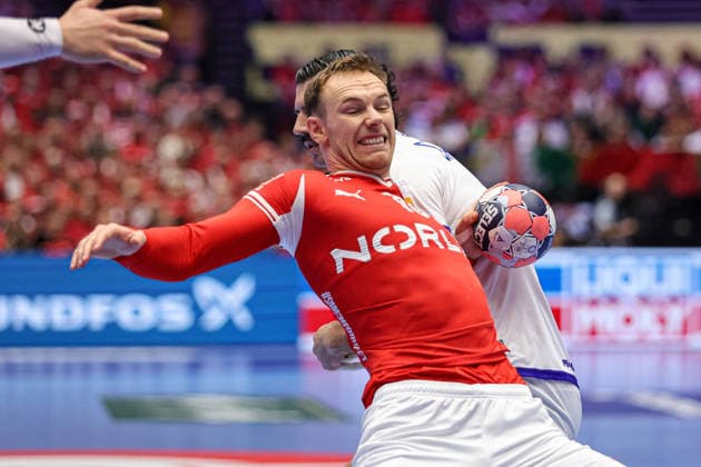 19Gidsel, Mathias in action during the match between DENMARK VS PORTUGAL, valid for Men s EHF EURO 2026 at Jyske Bank Boxen in Herning on 20 January 2026. Herning Jyske Bank Boxen Herning Denmark Copyright: xIMAGOx xPRIMExSPORTSxIMAGESx xANGELOxMOREIRAx