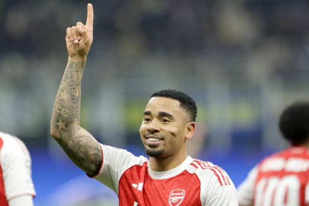 GABRIEL JESUS, Arsenal, Champions League, 2025-26, Inter vs Arsenal 1-2, 20-01-2026, Esultanza, Celebration, Jubel, Close up CHAMPIONS LEAGUE 2025-26 INTER-ARSENAL 1-2
