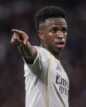 MADRID, SPAIN - JANUARY 20: Vinícius Júnior of Real Madrid gestures during the UEFA Champions League match between Real Madrid and Monaco at the Santiago Bernabeu Stadium, in Madrid, December 20, 2025. Photo: Ricardo Nogueira Sports Press Photo Copyright: xRicardoxNogueira SportsxPressxPhx Sportspressphoto_SPR83835