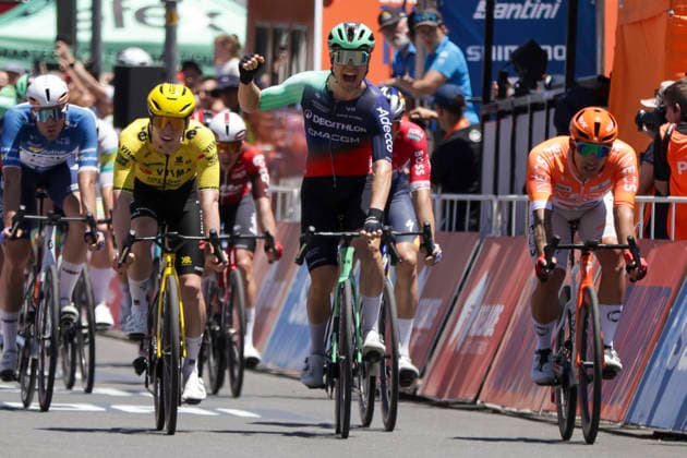 CYCLING TOUR DOWN UNDER, Tobias Lund Andresen of Decathlon CMA CGM Team wins stage 1, Tanunda to Tanunda, 120.6km of the 2026 Men s Tour Down Under professional road bicycle race in Adelaide, Wednesday, January 21, 2026. ( NO ARCHIVING, EDITORIAL USE ONLY ADELAIDE SOUTH AUSTRALIA AUSTRALIA  Copyright: xMATTxTURNERx 20260121174568771250