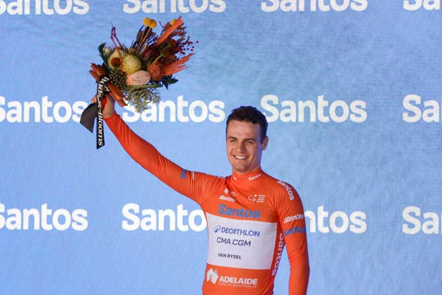 CYCLING TOUR DOWN UNDER, Tobias Lund Andresen of Decathlon CMA CGM Team winner of stage 1, Tanunda to Tanunda, 120.6km of the 2026 Men s Tour Down Under professional road bicycle race in Adelaide, Wednesday, January 21, 2026. ( NO ARCHIVING, EDITORIAL USE ONLY ADELAIDE SOUTH AUSTRALIA AUSTRALIA  Copyright: xMATTxTURNERx 20260121142231113807