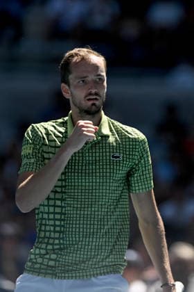 TENNIS AUSTRALIAN OPEN, Daniil Medvedev of Russia celebrates during the Men™s 2nd round match against Quentin Halys of France on day 4 of the 2026 Australian Open tennis tournament at Melbourne Park in Melbourne, Wednesday, January 21, 2026. ( NO ARCHIVING MELBOURNE VICTORIA AUSTRALIA  Copyright: xLUKASxCOCHx 20260121129818813565