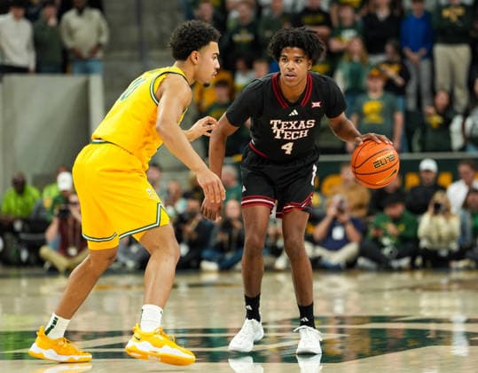January 20, 2026, Waco, Texas, USA: Texas Tech guard CHRISTIAN ANDERSON (4) moves the ball during a college basketball game between the Baylor Bears and the Texas Tech Red Raiders on January 20, 2026 in Waco, Texas. Texas Tech won, 92-73. Waco USA - ZUMAc201 20260120_zap_c201_036 Copyright: xScottxColemanx