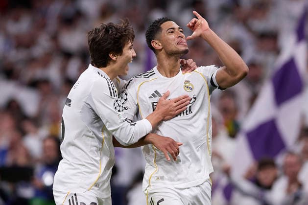 January 20, 2026, Madrid, Spain: Gonzalo Garcia (L) and Jude Bellingham (R) of Real Madrid CF celebrate a goal during the UEFA Champions League 2025 2026 first round day 7 football match between Real Madrid CF and AS Monaco at Santiago Bernabeu Stadium. Final score Real Madrid CF 6:1 AS Monaco Madrid Spain - ZUMAs197 20260120_aaa_s197_427 Copyright: xFedericoxTitonex