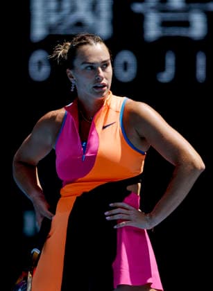 (260121) -- MELBOURNE, Jan. 21, 2026 -- Aryna Sabalenka of Belarus reacts during the women s singles 2nd round match against Bai Zhuoxuan of China at the Australian Open tennis tournament in Melbourne, Australia, Jan. 21, 2026. ) (SP)AUSTRALIA-MELBOURNE-TENNIS-AUSTRALIAN OPEN-WOMEN S SINGLES-DAY 4 MaxPing 