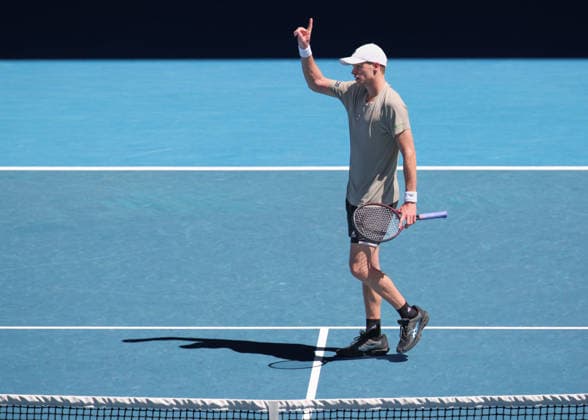 Yannick Hanfmann GER cheers after winning a point, emotion, joy, Australian Open 2026, Melbourne Park, Melbourne, Victoria, Australia Copyright: xJuergenxHasenkopfx
