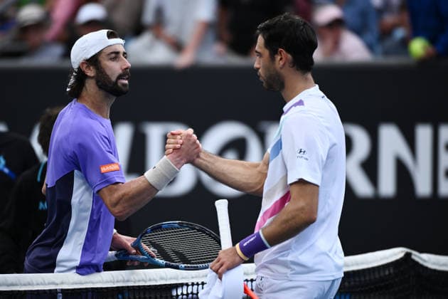 TENNIS AUSTRALIAN OPEN, Nuno Borges of Portugal and Jordan Thompson of Australia following the Men™s 2nd round match day 4 of the 2026 Australian Open tennis tournament at Melbourne Park in Melbourne, Wednesday, January 21, 2026. ( NO ARCHIVING MELBOURNE VICTORIA AUSTRALIA  Copyright: xJOELxCARRETTx 20260121190210176135