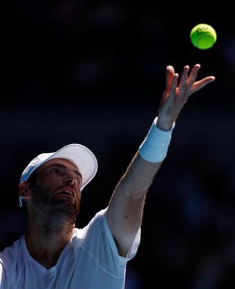 (260121) -- MELBOURNE, Jan. 21, 2026 -- Quentin Halys of France serves during the men s singles 2nd round match between Daniil Medvedev of Russia and Quentin Halys of France at the Australian Open tennis tournament in Melbourne, Australia, Jan. 21, 2026. ) (SP)AUSTRALIA-MELBOURNE-TENNIS-AUSTRALIAN OPEN-MEN S SINGLES-DAY 4 MaxPing 