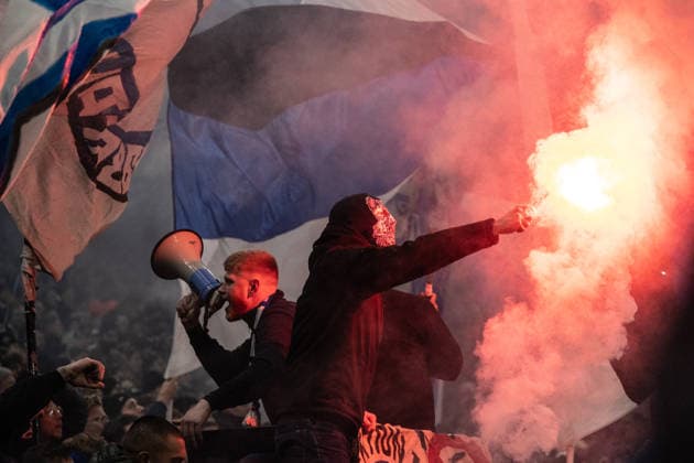 F.C. Copenhagen v SSC Napoli - UEFA Champions League 2025 26 League Phase MD7 Football fans of F.C. Copenhagen are on the stands with flares during the UEFA Champions League 2025 26 League Phase MD7 match between F.C. Copenhagen and S.S.C. Napoli at Parken Stadium in Copenhagen, Denmark, on January 20, 2026. Copenhagen Denmark  Copyright: xKristianxTuxenxLadegaardxBergx originalFilename:berg-fccopenh260120_npLtY.jpg