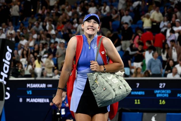TENNIS AUSTRALIAN OPEN, Mirra Andreeva of Russia following her win in the Women™s 2nd round match against Maria Sakkari of Greece on day 4 of the 2026 Australian Open tennis tournament at Melbourne Park in Melbourne, Wednesday, January 21, 2026. ( NO ARCHIVING MELBOURNE VICTORIA AUSTRALIA  Copyright: xJOELxCARRETTx 20260121174783850370