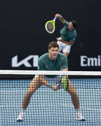 Jakob Schnaitter inverted cap , Mark Wallner, Mens Doubles, Men s Doubles, Australian Open 2026, Melbourne Park, Melbourne, Victoria, Australia Copyright: xJuergenxHasenkopfx
