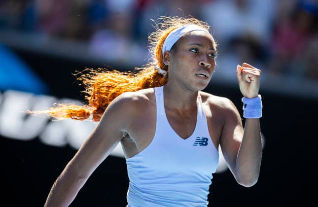 (260121) -- MELBOURNE, Jan. 21, 2026 -- Coco Gauff of the United States celebrates scoring during the women s singles 2nd round match against Olga Danilovic of Serbia at the Australian Open tennis tournament in Melbourne, Australia, Jan. 21, 2026. (Photo by Xinhua) (SP)AUSTRALIA-MELBOURNE-TENNIS-AUSTRALIAN OPEN-WOMEN S SINGLES-DAY 4 HuxJingchen 