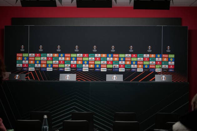 Soccer, Bundesliga, Men, Freiburg Europa Park Stadion, Sport, Europa Park Stadion, Press Conference, Europa League match, Maccabi Tel aviv, Freiburg Europa Park Stadion Baden Württemberg Germany Copyright: xFINLEYxMÖRCHx
