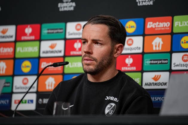 Soccer, Bundesliga, Men, Freiburg Europa Park Stadion, Sport, Europa Park Stadion, Press Conference, Europa League match, Maccabi Tel aviv, Christian Guenter SC Freiburg, 30 Freiburg Europa Park Stadion Baden Württemberg Germany Copyright: xFINLEYxMÖRCHx
